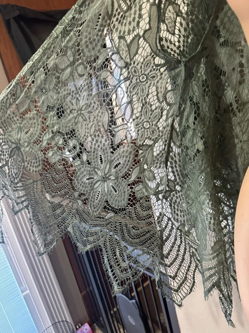 Blue Rain Sheer Intricate Lace Kimono in Green Mermaidcore or Fairy Vibes